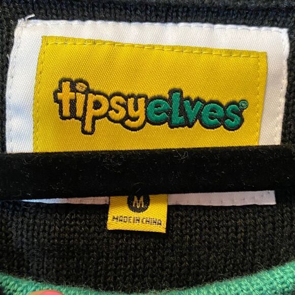 TIPSY ELVES Single and Ready to Mingle Christmas Sweater Black Size Medium - Picture 5 of 6